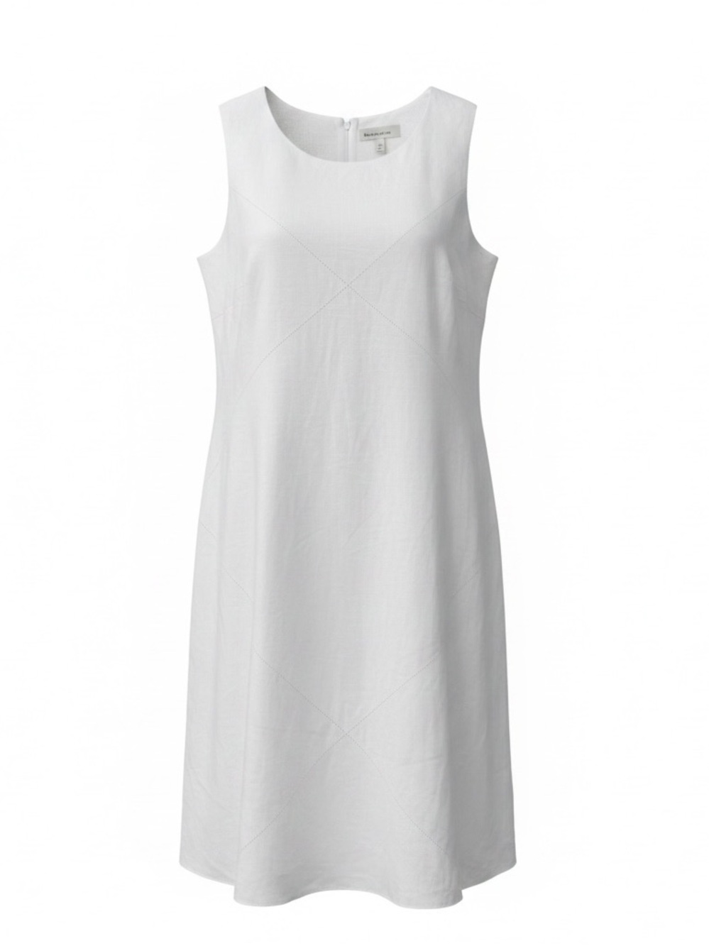 Women's White Sleeveless Midi Dress 100% linen lined‎ size 24W